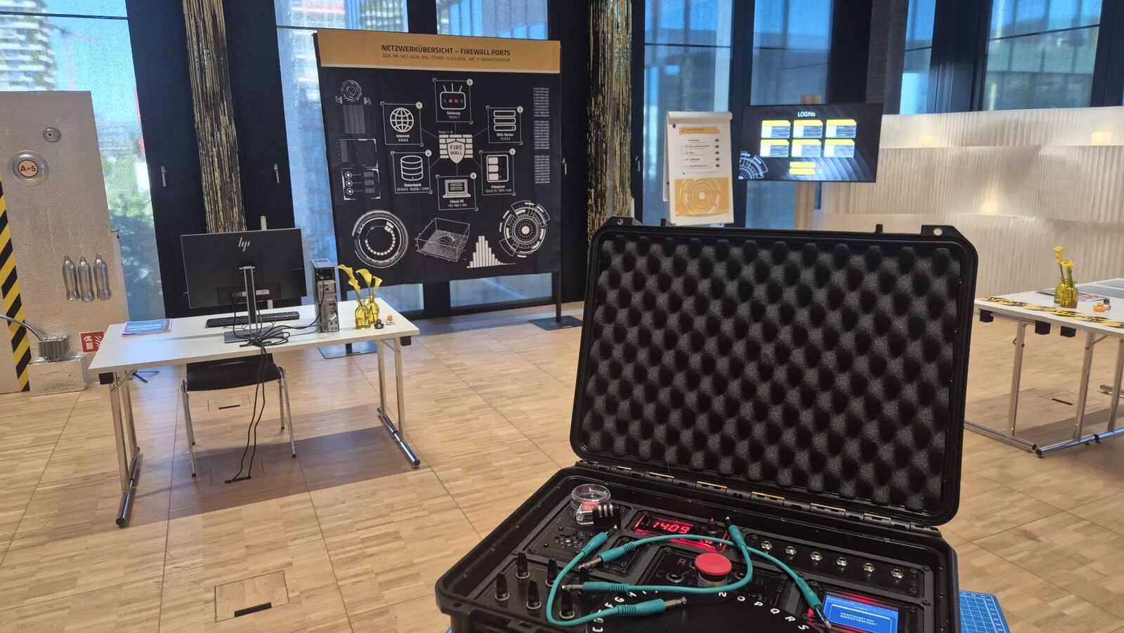 Cyber security themed escape game setup